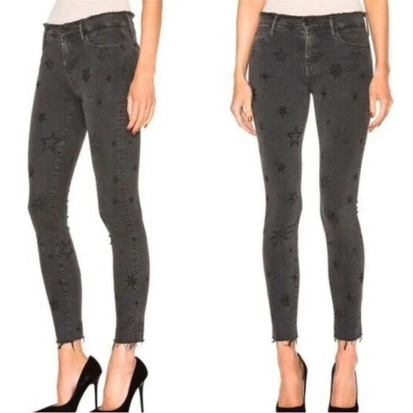 Mother The Double Fray Charmer Written in the Stars Embroidered Skinny Jeans 27 - Picture 1 of 15